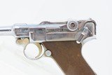 WWII Era DWM 7.65X21mm P.08 GERMAN LUGER Pistol C&R WORLD WAR 2 CHROMED PISTOL with LEATHER HOLSTER - 5 of 20