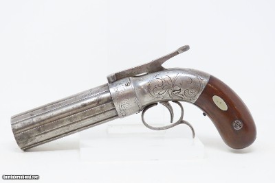 ANTEBELLUM Antique STOCKING & Co. .31 Percussion PEPPERBOX Point & ShootENGRAVED Pre-CIVIL WAR Era 6-Shot BELLY GUN - Image 2 of 18