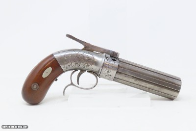 ANTEBELLUM Antique STOCKING & Co. .31 Percussion PEPPERBOX Point & ShootENGRAVED Pre-CIVIL WAR Era 6-Shot BELLY GUN - Image 15 of 18
