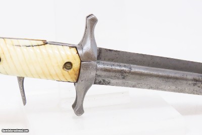RARE Antique DUMOUTHIER Double Barrel Percussion KNIFE Pistol ANTIQUE IVORY PARIS Made SIDE by SIDE Pistol/Knife Combo - Image 18 of 19