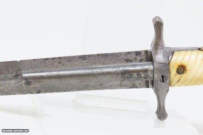 RARE Antique DUMOUTHIER Double Barrel Percussion KNIFE Pistol ANTIQUE IVORY PARIS Made SIDE by SIDE Pistol/Knife Combo - Image 4 of 19