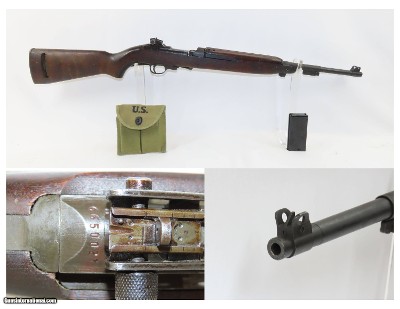 WORLD WAR II Era U.S. INLAND DIVISION M1 Carbine .30 Caliber GM DAYTON OHIO With Canvas Sling, Magazine Pouch, & TWO MAGAZINEs