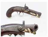 NICE Liege Proofed ENGRAVED Antique DERINGER Style Percussion POCKET Pistol 1850s Self Defense Pistol w/GERMAN SILVER DECOR