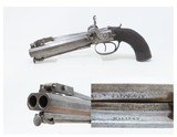 BRITISH Antique WAINHOUSE Double Barrel PERCUSSION Pistol w/SNAP BAYONET
ENGRAVED Mid-1800s .52 Caliber BOXLOCK
