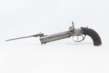 BRITISH Antique WAINHOUSE Double Barrel PERCUSSION Pistol w/SNAP BAYONET
ENGRAVED Mid-1800s .52 Caliber BOXLOCK - 3 of 19