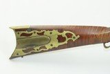 MULE EAR Full-Stock .42 Percussion LONG RIFLE Antique PIONEER Era With Large Pierced Patchbox & Striped Maple Stock! - 3 of 18