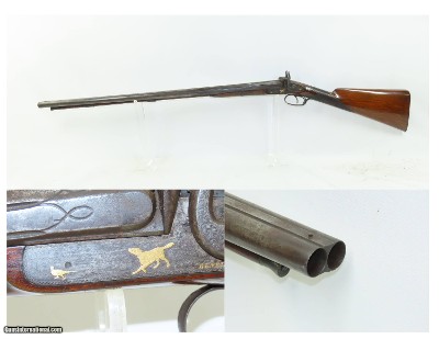 ENGRAVED GOLD INLAID Antique RENKIN BROTHERS Side x Side Percussion SHOTGUN Fine Twist Barrel Fowler c1850s