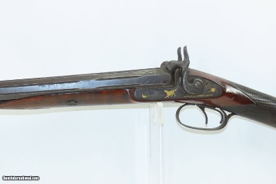 ENGRAVED GOLD INLAID Antique RENKIN BROTHERS Side x Side Percussion SHOTGUN Fine Twist Barrel Fowler c1850s - Image 4 of 24
