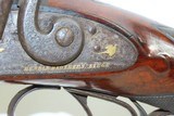 ENGRAVED GOLD INLAID Antique RENKIN BROTHERS Side x Side Percussion SHOTGUN Fine Twist Barrel Fowler c1850s - 7 of 24