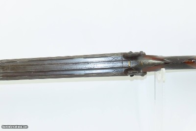 ENGRAVED GOLD INLAID Antique RENKIN BROTHERS Side x Side Percussion SHOTGUN Fine Twist Barrel Fowler c1850s - Image 15 of 24