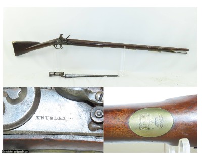 THORESBY VOLUNTEERS Antique KNUBLEY India Pattern FLINTLOCK Musket BAYONET
Late 1700s / NAPOLEONIC WARS Era Musket
