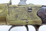 Grotesque Mask ENGLISH Antique THOMAS ARCHER Brass Flintlock Pistol Boxlock ENGRAVED .58 Caliber w/SILVER WIRE INLAID STOCK - 6 of 18
