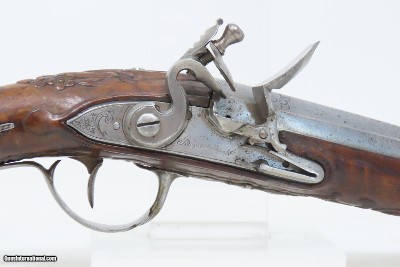 BENOIT PENET French Antique FLINTLOCK .64 Martial Pistol Engraved & Carved18th Century from St. Etienne Gunmaker! - Image 4 of 19