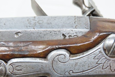 BENOIT PENET French Antique FLINTLOCK .64 Martial Pistol Engraved & Carved18th Century from St. Etienne Gunmaker! - Image 15 of 19