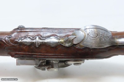 BENOIT PENET French Antique FLINTLOCK .64 Martial Pistol Engraved & Carved18th Century from St. Etienne Gunmaker! - Image 13 of 19