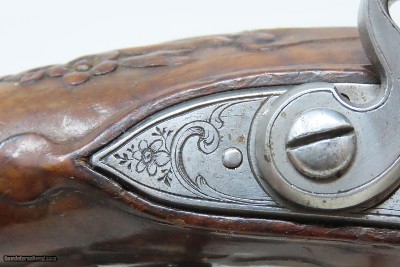 BENOIT PENET French Antique FLINTLOCK .64 Martial Pistol Engraved & Carved18th Century from St. Etienne Gunmaker! - Image 7 of 19