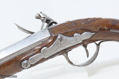 BENOIT PENET French Antique FLINTLOCK .64 Martial Pistol Engraved & Carved18th Century from St. Etienne Gunmaker! - Image 18 of 19