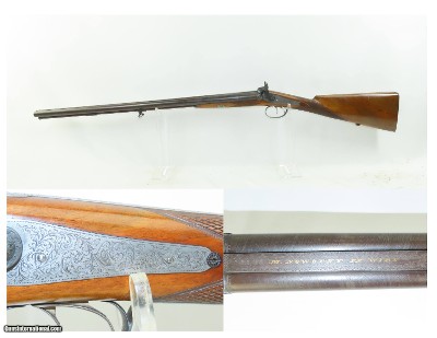 ENGRAVED & GOLD INLAID Antique NOWOTNY Percussion 12g DOUBLE BARREL Shotgun FINE Gorgeously Engraved, Gold Inlaid Maker Marked