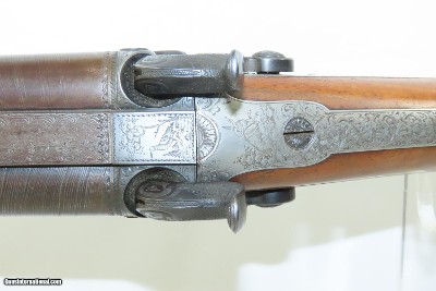 ENGRAVED & GOLD INLAID Antique NOWOTNY Percussion 12g DOUBLE BARREL Shotgun FINE Gorgeously Engraved, Gold Inlaid Maker Marked - Image 11 of 20