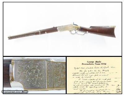 MADIS LETTERED, L.D. NIMSCHKE Engraved WINCHESTER Model 1866 Carbine Nice Lever Action “YELLOWBOY” Chambered in .44 Henry Rimfire!