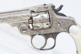 Nice ENGRAVED Antique SMITH & WESSON .32 DA Revolver NICKEL w/PEARL GRIP Mid-1890s 4th Model Self Defense Revolver - 4 of 18