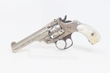 Nice ENGRAVED Antique SMITH & WESSON .32 DA Revolver NICKEL w/PEARL GRIP Mid-1890s 4th Model Self Defense Revolver - 2 of 18