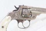 Nice ENGRAVED Antique SMITH & WESSON .32 DA Revolver NICKEL w/PEARL GRIP Mid-1890s 4th Model Self Defense Revolver - 17 of 18