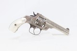 Nice ENGRAVED Antique SMITH & WESSON .32 DA Revolver NICKEL w/PEARL GRIP Mid-1890s 4th Model Self Defense Revolver - 15 of 18