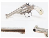 Nice ENGRAVED Antique SMITH & WESSON .32 DA Revolver NICKEL w/PEARL GRIP Mid 1890s 4th Model Self Defense Revolver