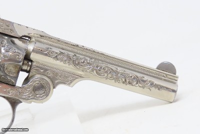 Nice ENGRAVED Antique SMITH & WESSON .32 DA Revolver NICKEL w/PEARL GRIP Mid-1890s 4th Model Self Defense Revolver - Image 18 of 18