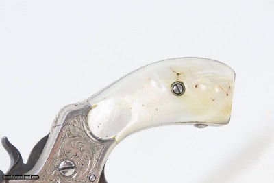 Nice ENGRAVED Antique SMITH & WESSON .32 DA Revolver NICKEL w/PEARL GRIP Mid-1890s 4th Model Self Defense Revolver - Image 3 of 18