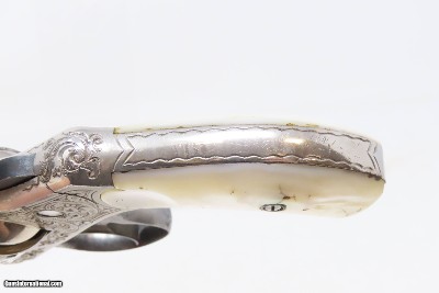 Nice ENGRAVED Antique SMITH & WESSON .32 DA Revolver NICKEL w/PEARL GRIP Mid-1890s 4th Model Self Defense Revolver - Image 6 of 18