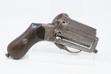 ENGRAVED Antique BELGIAN DEPREZ 9mm Pinfire LEFAUCHEUX Style PEPPERBOX
Belgium Made FOLDING TRIGGER 6-Shot Revolver - 11 of 14