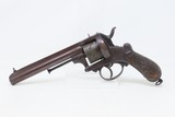 Civil War Era LEFAUCHEUX Style Antique EUROPEAN 11mm PINFIRE DA Revolver
Mid-19th European Conceal/Carry Sidearm - 2 of 18