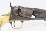 CIVIL WAR Antique COLT Model 1862 POLICE w/ MEXICAN EAGLE CARVED IVORY GRIP With PERIOD LEATHER BELT & HOLSTER - 19 of 20