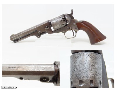 1863 CIVIL WAR / WILD WEST Antique MANHATTAN .36 Percussion “NAVY” Revolver Third Series w/Multi-Panel ENGRAVED CYLINDER SCENE