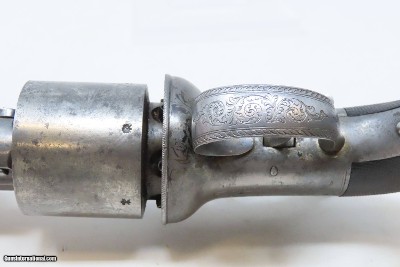 SCARCE Antique ENGRAVED T.K. BAKER Transitional .44 PERCUSSION RevolverUnique Early Single Barrel English Revolver! - Image 14 of 20