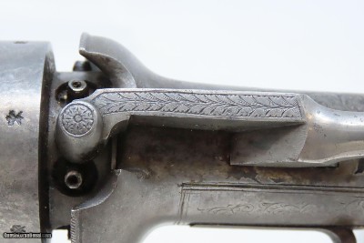 SCARCE Antique ENGRAVED T.K. BAKER Transitional .44 PERCUSSION RevolverUnique Early Single Barrel English Revolver! - Image 9 of 20