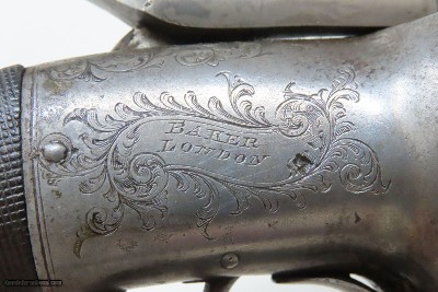 SCARCE Antique ENGRAVED T.K. BAKER Transitional .44 PERCUSSION RevolverUnique Early Single Barrel English Revolver! - Image 16 of 20