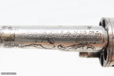 FACTORY ENGRAVED Antique COLT “Open Top” .22 RF POCKET Revolver PEARL GRIPColt’s Answer to Smith & Wesson’s No. 1 Revolver - Image 8 of 17
