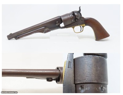 c1862 mfr. Antique U.S. COLT Model 1860 ARMY .44 cal CIVIL WAR WILD WEST MARTIALLY INSPECTED Revolver Used Beyond Civil War
