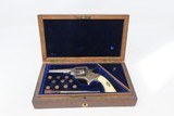 CASED ENGRAVED SILVER & IVORY English Antique BABY TRANTER .32 RF Revolver
1870s Birmingham Proofed - 2 of 21