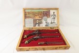 BOXED SET of Antique FLINTLOCK PISTOLS with a REVOLUTIONARY WAR THEME Two Ornate Pistols with a Stag Handled Knife - 5 of 25