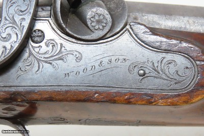 BRACE of Antique WOOD & SON Percussion DUELING PISTOLS .60 British DUELERSBeautiful MATCHED PAIR of ENGRAVED DUELERS - Image 25 of 25