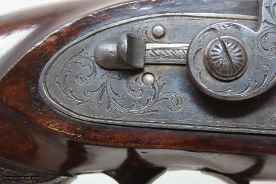 BRACE of Antique WOOD & SON Percussion DUELING PISTOLS .60 British DUELERSBeautiful MATCHED PAIR of ENGRAVED DUELERS - Image 8 of 25
