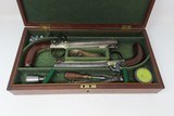 CASED BRACE of ENGRAVED GERMAN SILVER PISTOLS by BOLTON British .45 Antique Mid-19th Century Gentleman’s Sidearms Dueling - 3 of 25