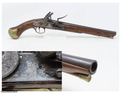 REVOLUTIONARY WAR Era British TOWER .57 Long Sea Service FLINTLOCK Pistol
ROYAL CYPHER “GR” and “TOWER” Marked Naval Pistol
