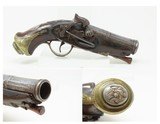 SPANISH PATILLA MIQUELET Pistol w Belt Hook & Bust Décor .69 cal
Engraved Early-19th Century Carved Miquelet Conversion Pistol