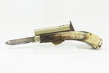 Scarce JAMES RODGERS “Self-Protector” Two Blade .32 Percussion KNIFE Pistol British .32 Caliber with HORN GRIP - 12 of 15