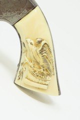 ENGRAVED CIVIL WAR Antique SMITH & WESSON No 2 Old Army CAPTAIN INSCRIPTION CARVED IVORY with EAGLE & “LIBERTY” - 3 of 17